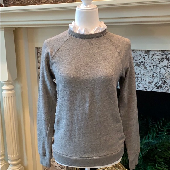 J. Crew Tops - J. Crew Ruffle Necked Sweatshirt w/Back Zip Small